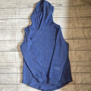 Ann Taylor Loft Sweater Womens M Blue Hooded Pullover Casual Athleisure Acrylic